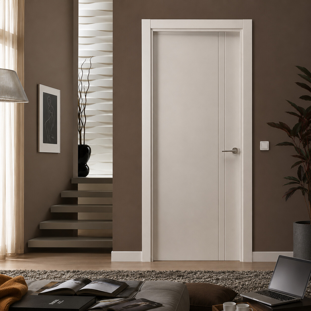 Puertas Blancas Fresado Líneas